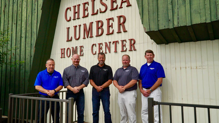Chelsea Lumber Company owners: Shawn Stevens, Dennis Bauer, John Daniels, Chad Christoffer and Dick McCalla