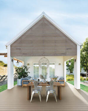 Beautiful, wood -like, low maintenance decking by FiberOn. Promenade Collection in Shaded Cay.