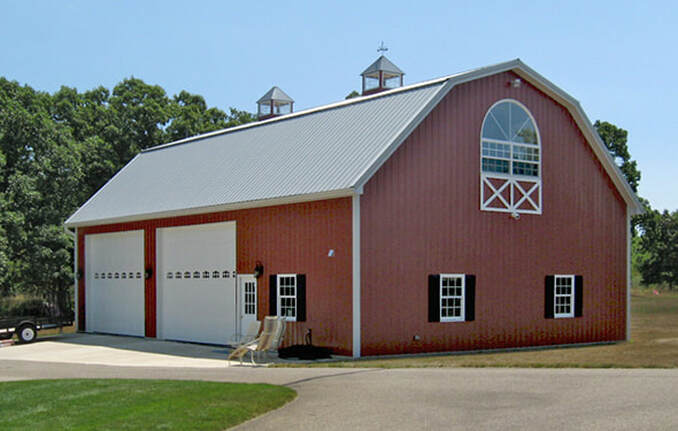 Gambrel style pole barn sized 40'x60'x16'