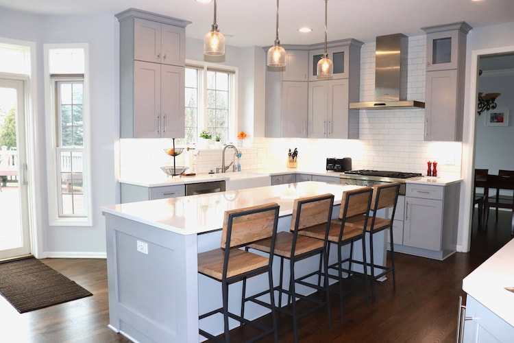 Gallery #27 - Kraftmaid Vantage cabinetry kitchen renovation in medium gray cabinetry.